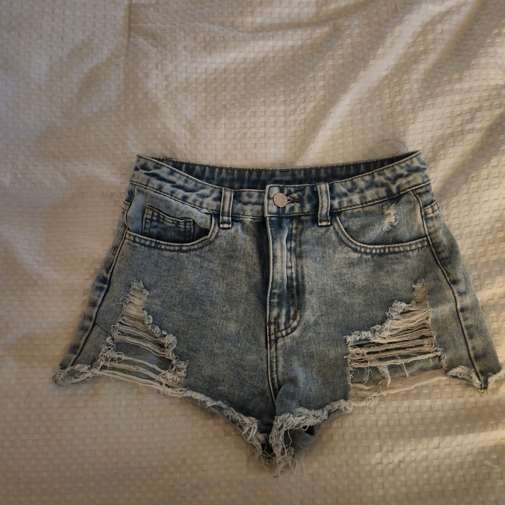 SHEIN Blue Distressed Jean Shorts